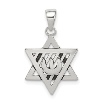 Sterling Silver Antiqued Star of David Pendant