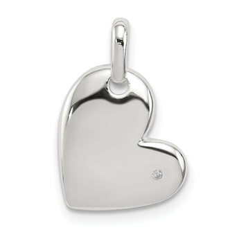 Sterling Silver 925 Polished Diamond Heart Pendant Anti-Tarnish Elegant Design