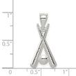 Sterling Silver Polished Bats and Baseball Pendant