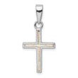 925 Sterling Silver Opal Cross Pendant with Rhodium Polished Finish