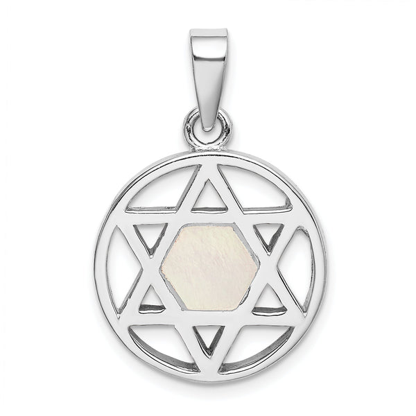 Sterling Silver 925 Star of David Pendant with MOP Inlay