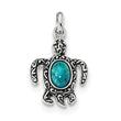 Sterling Silver Turquoise Turtle Pendant with Rhodium Antiqued Finish