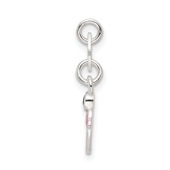 Sterling Silver Cupcake Charm with Garnet and Enamel Finish