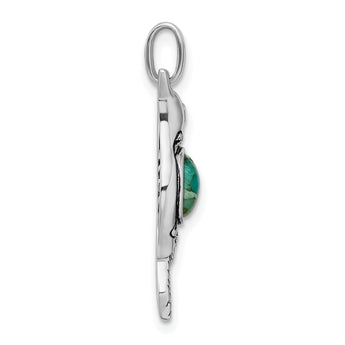 Sterling Silver Hummingbird Pendant with Turquoise Accent