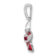 Sterling Silver Ruby Enamel Flower Pendant with Polished Rhodium Finish