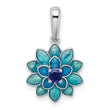 Sterling Silver Sapphire Enamel Flower Pendant Elegant Blue Accent