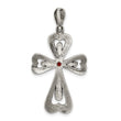 Sterling Silver Antiqued Marcasite and Garnet Cross Pendant - Birthstone Company