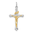 Sterling Silver Rhodium-plated & Gold Tone Crucifix Pendant