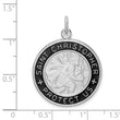 Sterling Silver Rhodium-plated Enamel St. Christopher Medal