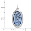 Sterling Silver Rhodium-plated Enamel St. Christopher Medal