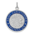 Sterling Silver Rhodium-plated Enamel St. Christopher Medal