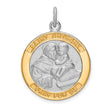 Sterling Silver Rhodium-plated & Gold Tone St. Anthony Medal Pendant