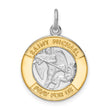Sterling Silver Rhodium-plated & Gold Tone St. Michael Medal
