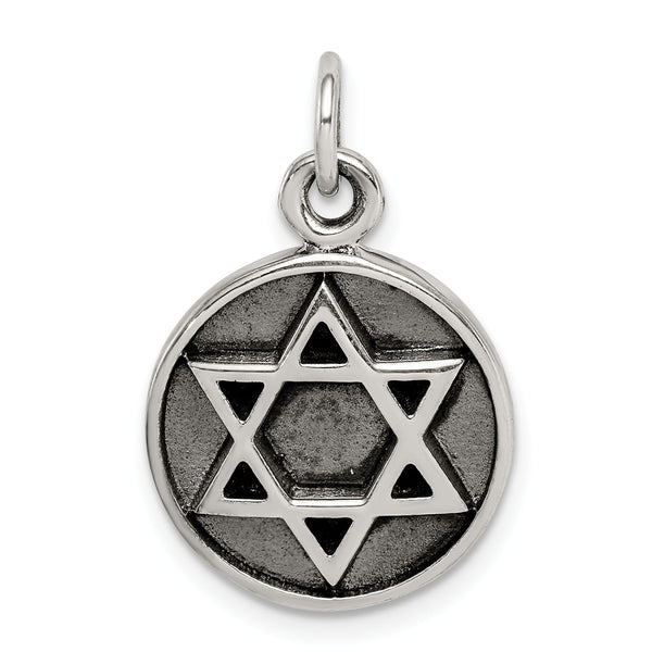 Sterling Silver Antiqued Star of David Pendant