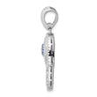 Sterling Silver Rhodium-plated Created Spinel & White CZ Hamsa Pendant