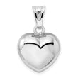 Sterling Silver Rhodium-plated Polished Bell inside Puffed Heart Pendant