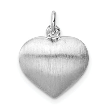 Sterling Silver Rhodium-plated Brushed/Polished Reversible Puffed Heart Pen