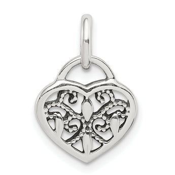 Sterling Silver Antique Heart Charm