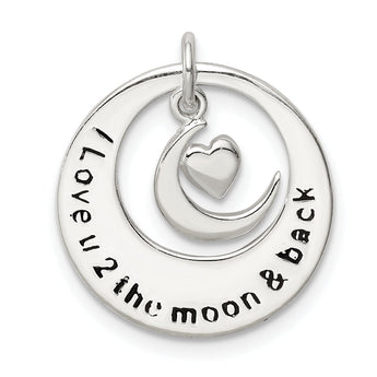 Sterling Silver Enamel I LOVE YOU TO THE MOON AND BACK Pendant