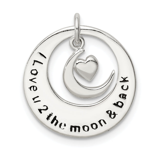 Sterling Silver Enamel I LOVE YOU TO THE MOON AND BACK Pendant