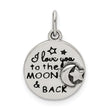 Sterling Silver Enamel Love you to the Moon & Back Charm Pendant