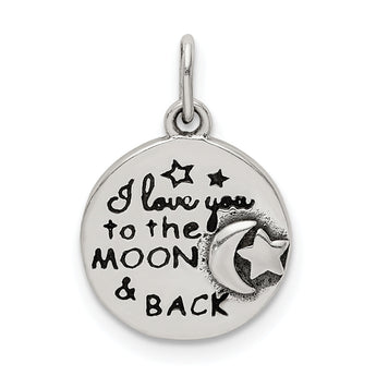 Sterling Silver Enamel Love you to the Moon & Back Charm Pendant