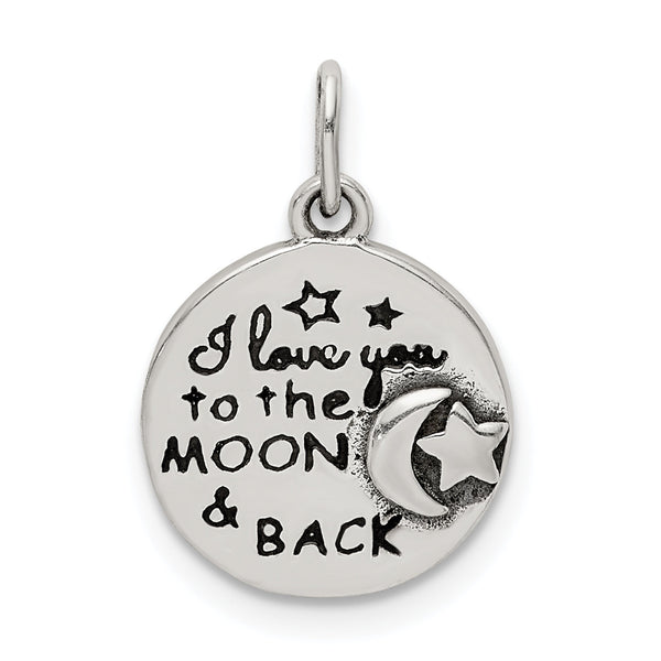 Sterling Silver Enamel Love you to the Moon & Back Charm Pendant