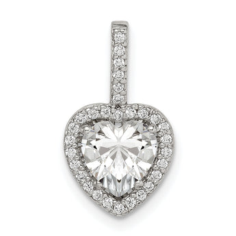 Sterling Silver CZ Heart Chain Slide
