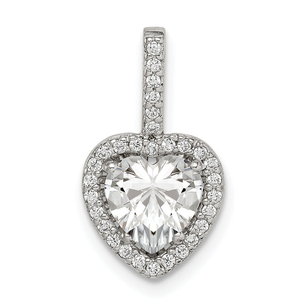 Sterling Silver CZ Heart Chain Slide