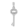 Sterling Silver Rhodium-Plated CZ Key Pendant