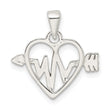 Sterling Silver Rhodium-plated & Rose Tone Heart and Arrow Pendant