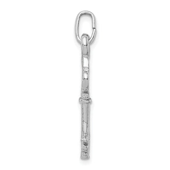 Sterling Silver Rhodium-plated Polished Key Pendant