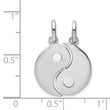 Sterling Silver Rhodium-plate Brush & Polished Yin Yang Break Apart Pendant