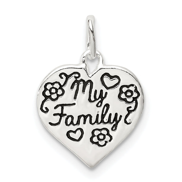 Sterling Silver Enamel MY FAMILY Heart Charm