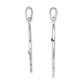 Sterling Silver Rhod-plated CZ Male/Female Breakapart Symbols Pendant