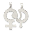 Sterling Silver Rhod-plated CZ Male/Female Breakapart Symbols Pendant