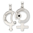 Sterling Silver Rhod-plated CZ Male/Female Breakapart Symbols Pendant