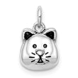 Sterling Silver Rhodium-plated Antiqued Cat Head Pendant