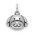 Sterling Silver Rhodium-plated Antiqued Dog Head Pendant