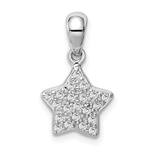 Sterling Silver Rhodium-plated CZ Star Pendant