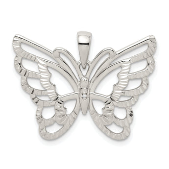 Sterling Silver Diamond-cut Butterfly Pendant