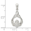 Sterling Silver Polished CZ Claddagh w/Trinity Knot Pendant