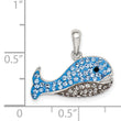 Sterling Silver Rhod-pltd Blue and Grey Preciosa Crystal Whale Pendant