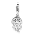 Sterling Silver Rhodium-plated CZ Jellyfish w/Lobster Clasp Charm