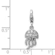 Sterling Silver Rhodium-plated CZ Jellyfish w/Lobster Clasp Charm