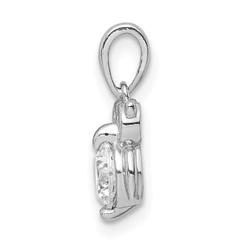 Sterling Silver Rhodium Plated CZ Owl Pendant