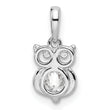 Sterling Silver Rhodium Plated CZ Owl Pendant