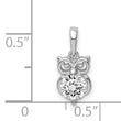 Sterling Silver Rhodium Plated CZ Owl Pendant