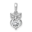 Sterling Silver Rhodium Plated CZ Owl Pendant