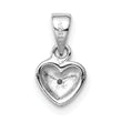 Sterling Silver Rhod-plated Polished & Satin CZ Heart Children's Pendant